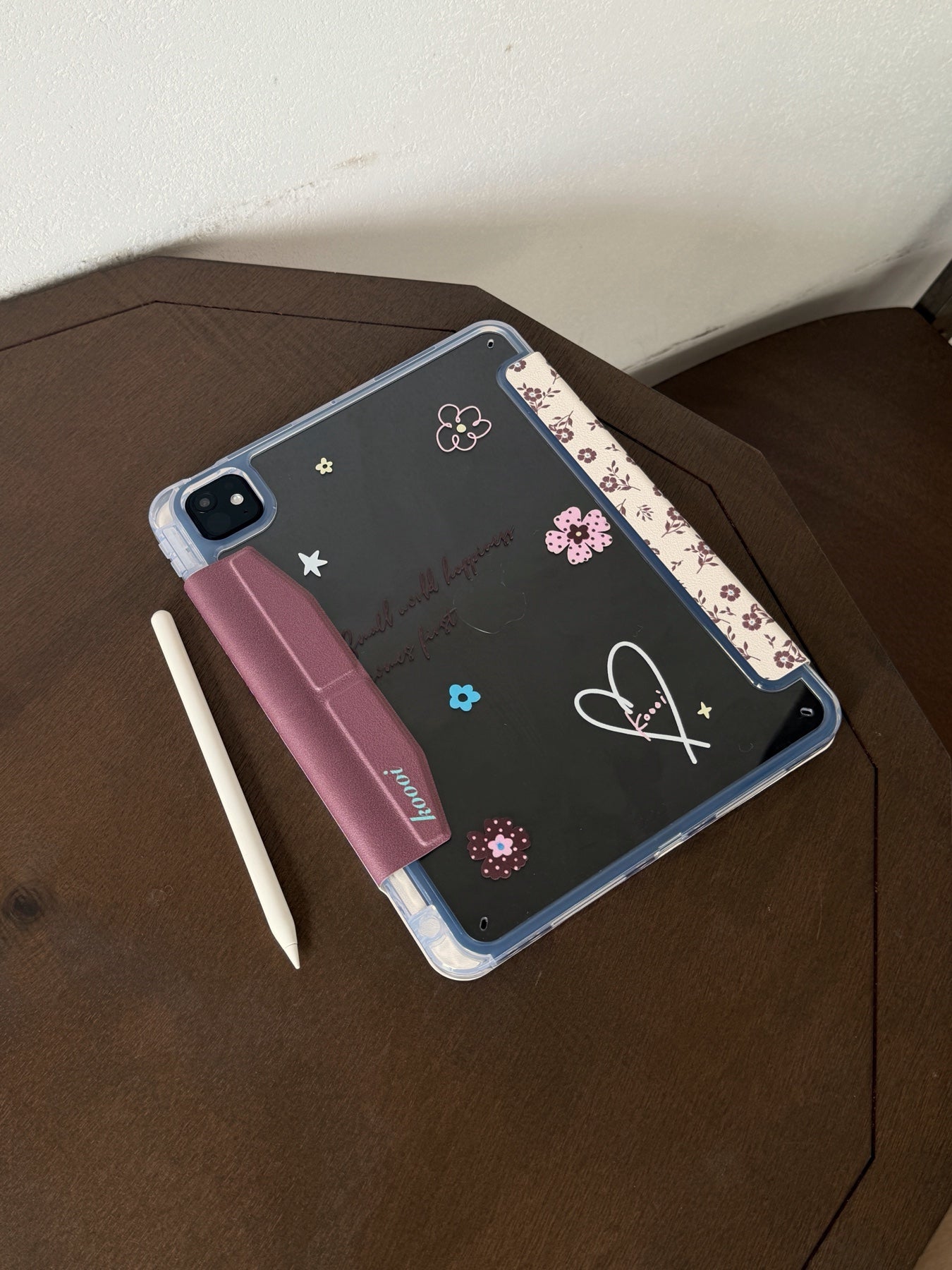 Pink and brown floral iPad case