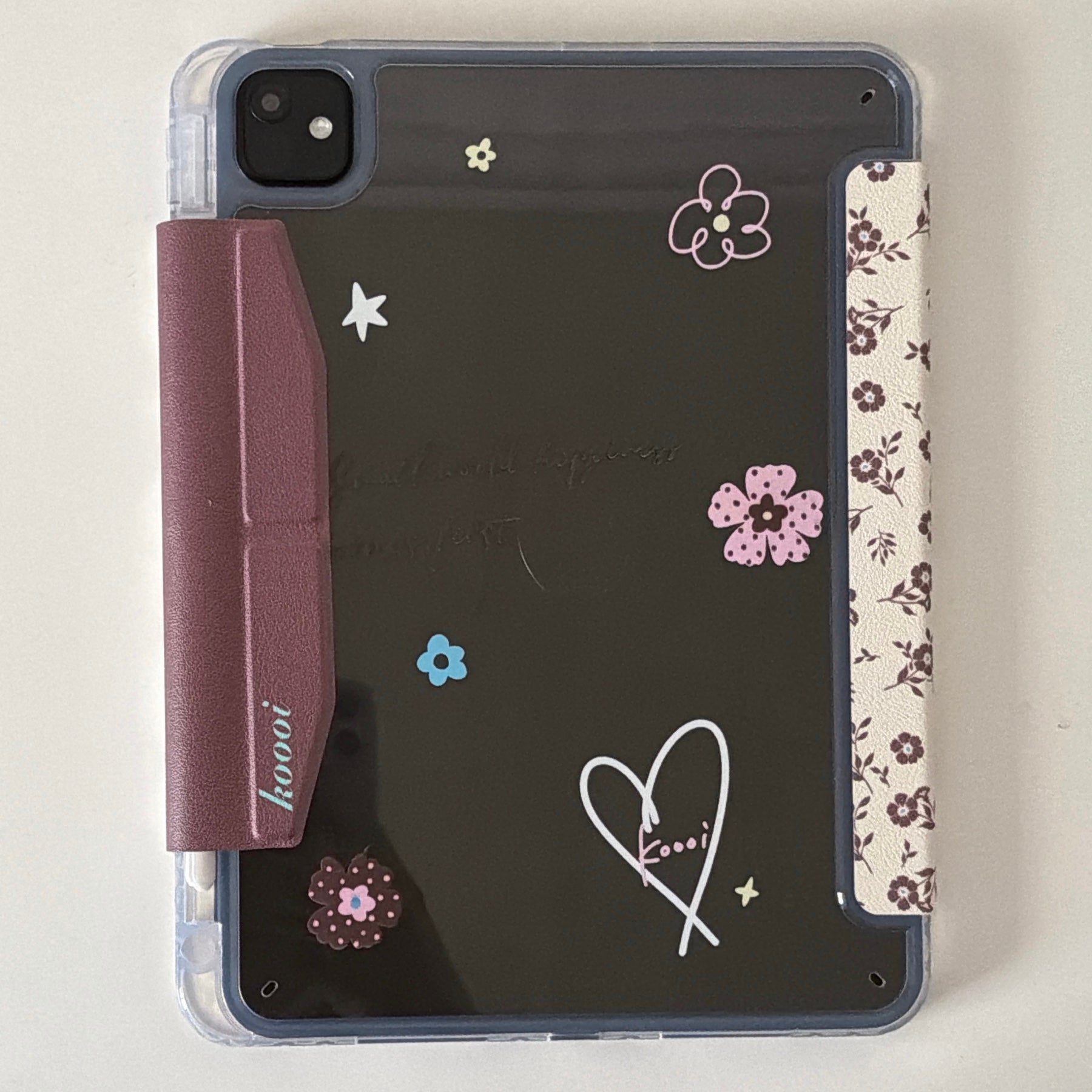 Pink and brown floral iPad case