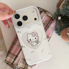 Glittery framed heart-shaped Kitty pendant