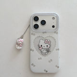 Load image into Gallery viewer, Glittery framed heart-shaped Kitty pendant