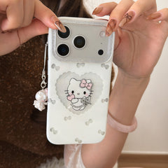 Glittery framed heart-shaped Kitty pendant