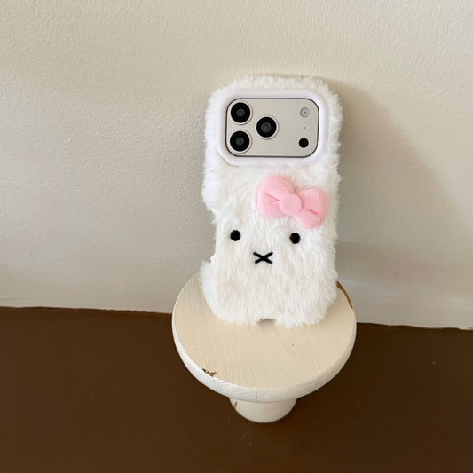 Plush white Miffy rabbit phone case