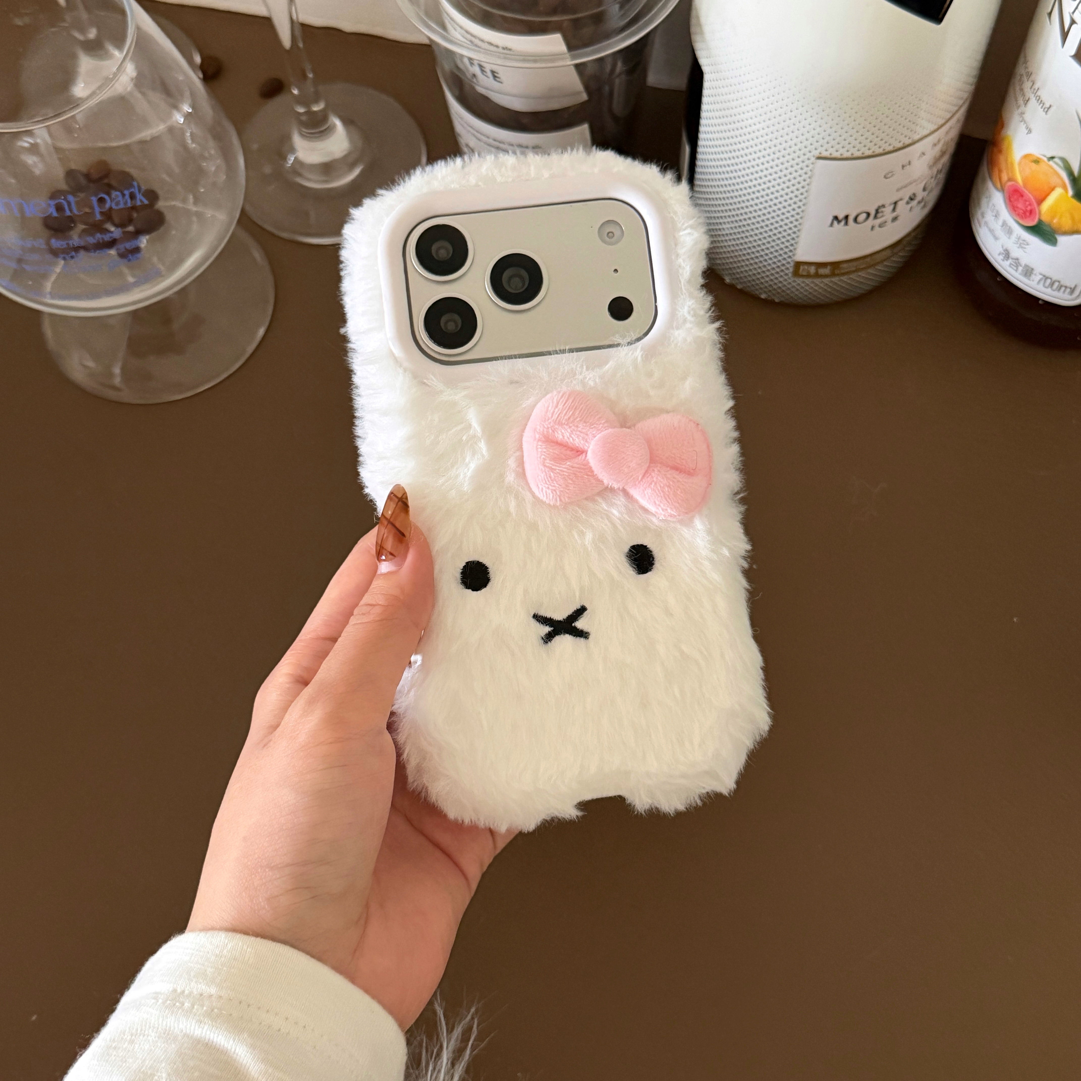 Plush white Miffy rabbit phone case