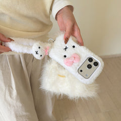 Plush white Miffy rabbit phone case