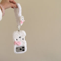 Plush white Miffy rabbit phone case