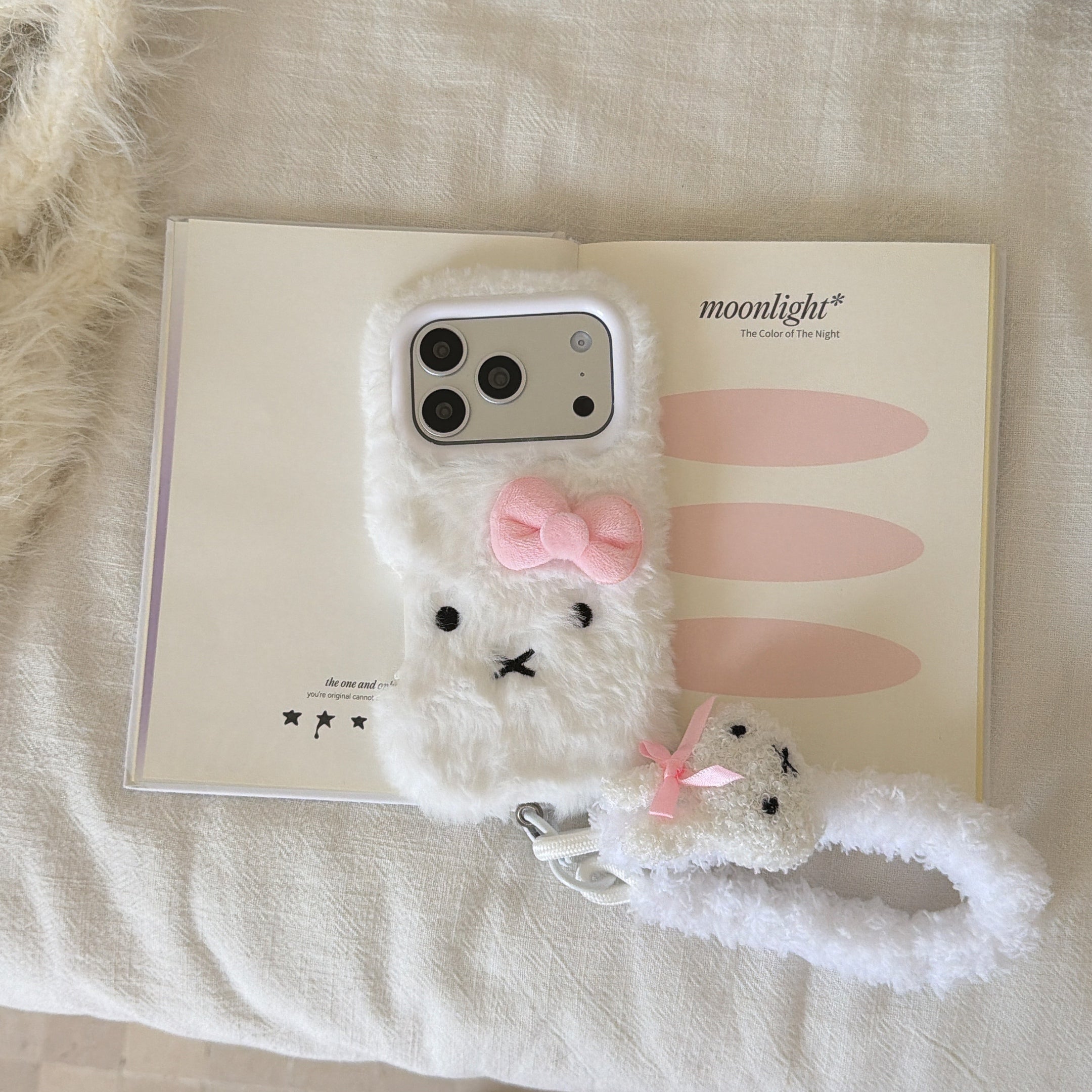 Plush white Miffy rabbit phone case