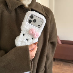 Plush white Miffy rabbit phone case