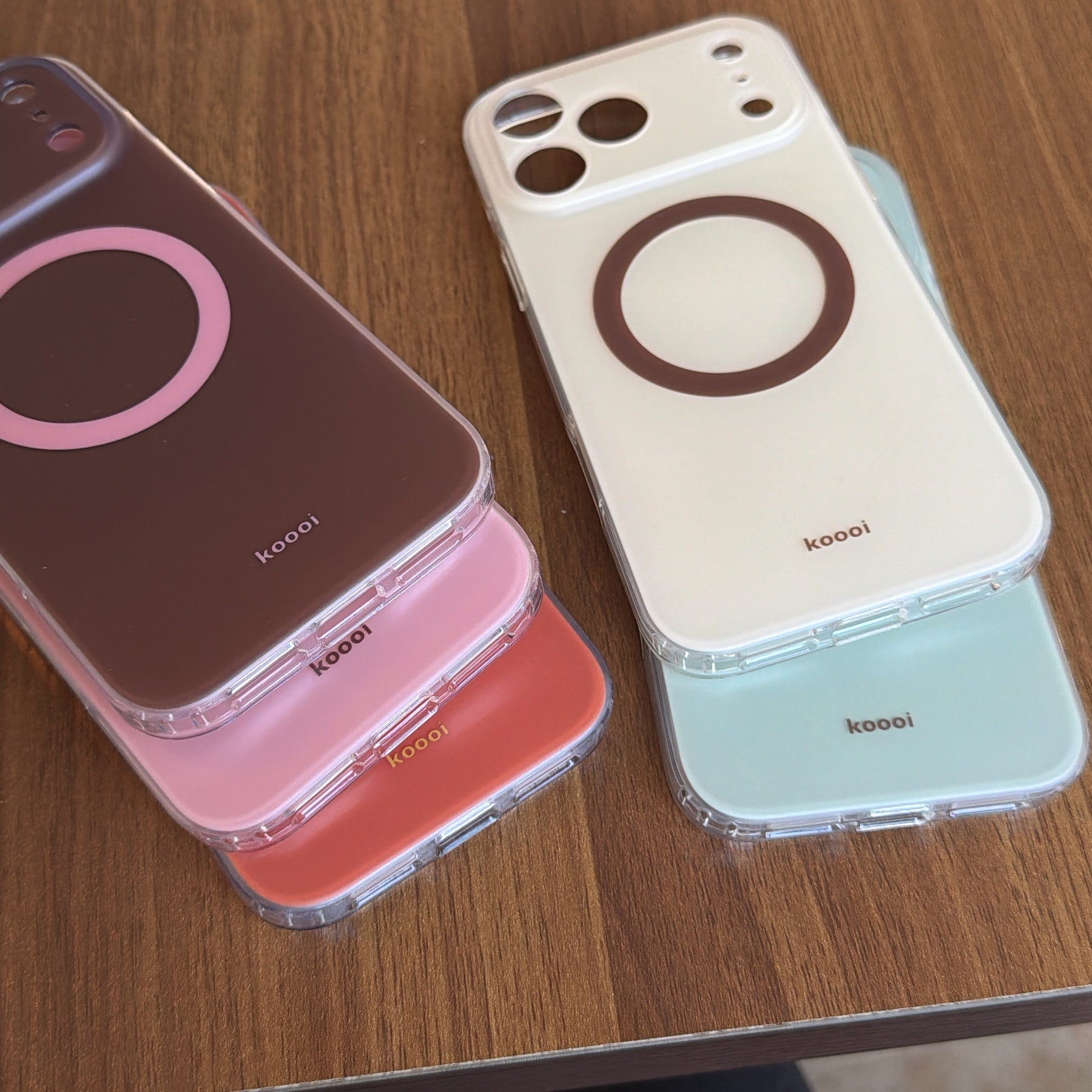Magnetic double-layer frosted color-block solid color phone case