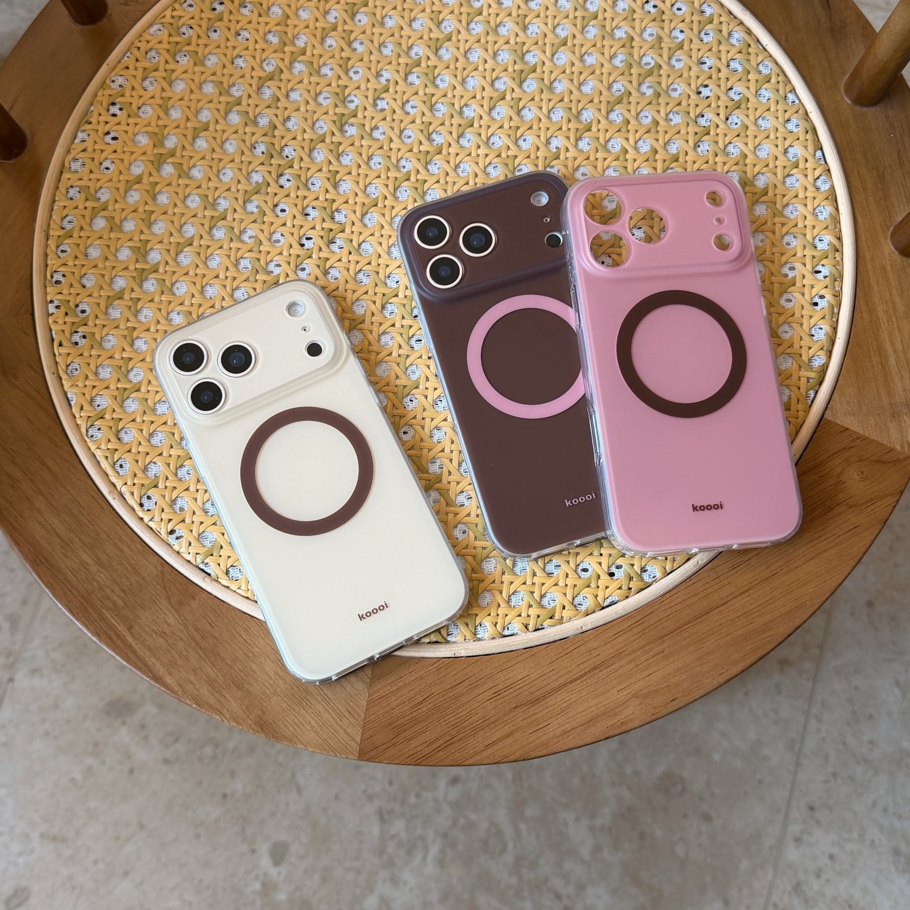 Magnetic double-layer frosted color-block solid color phone case