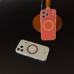 Magnetic double-layer frosted color-block solid color phone case