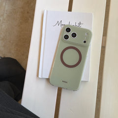 Magnetic double-layer frosted color-block solid color phone case