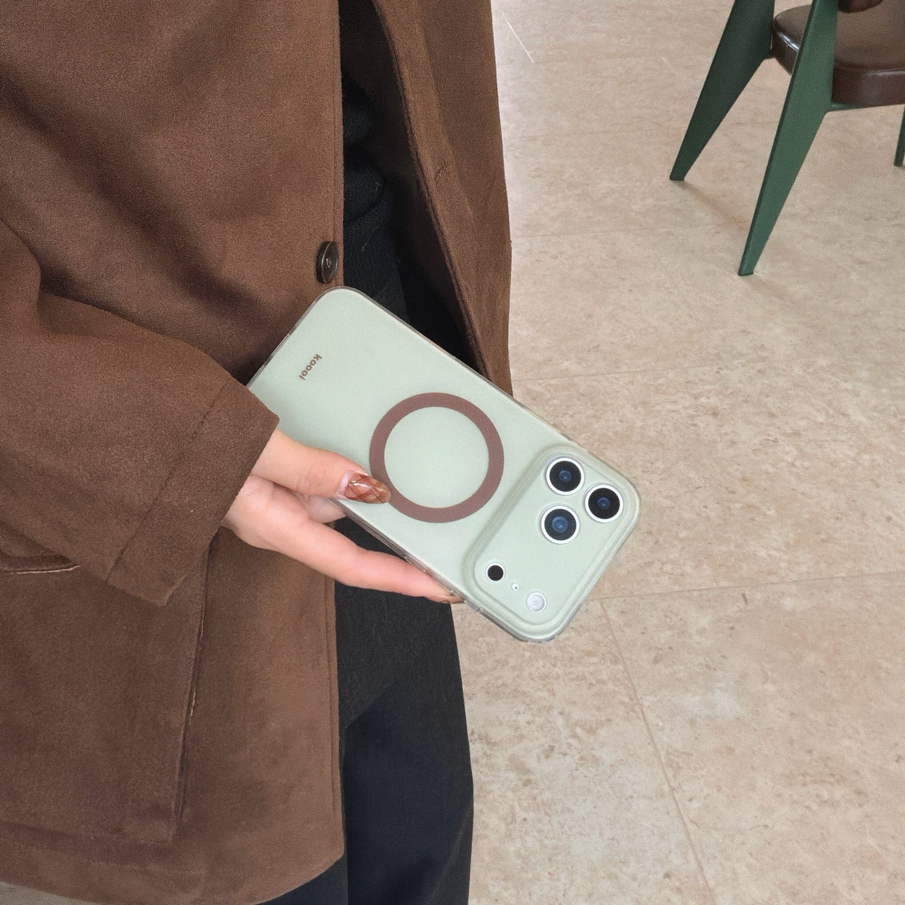 Magnetic double-layer frosted color-block solid color phone case