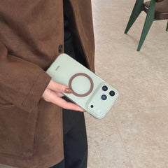 Magnetic double-layer frosted color-block solid color phone case