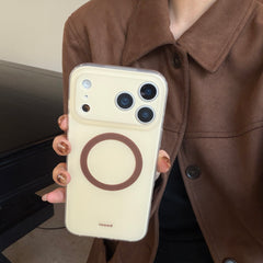 Magnetic double-layer frosted color-block solid color phone case