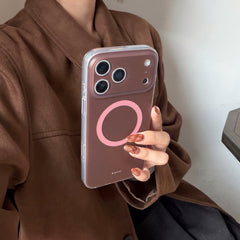 Magnetic double-layer frosted color-block solid color phone case