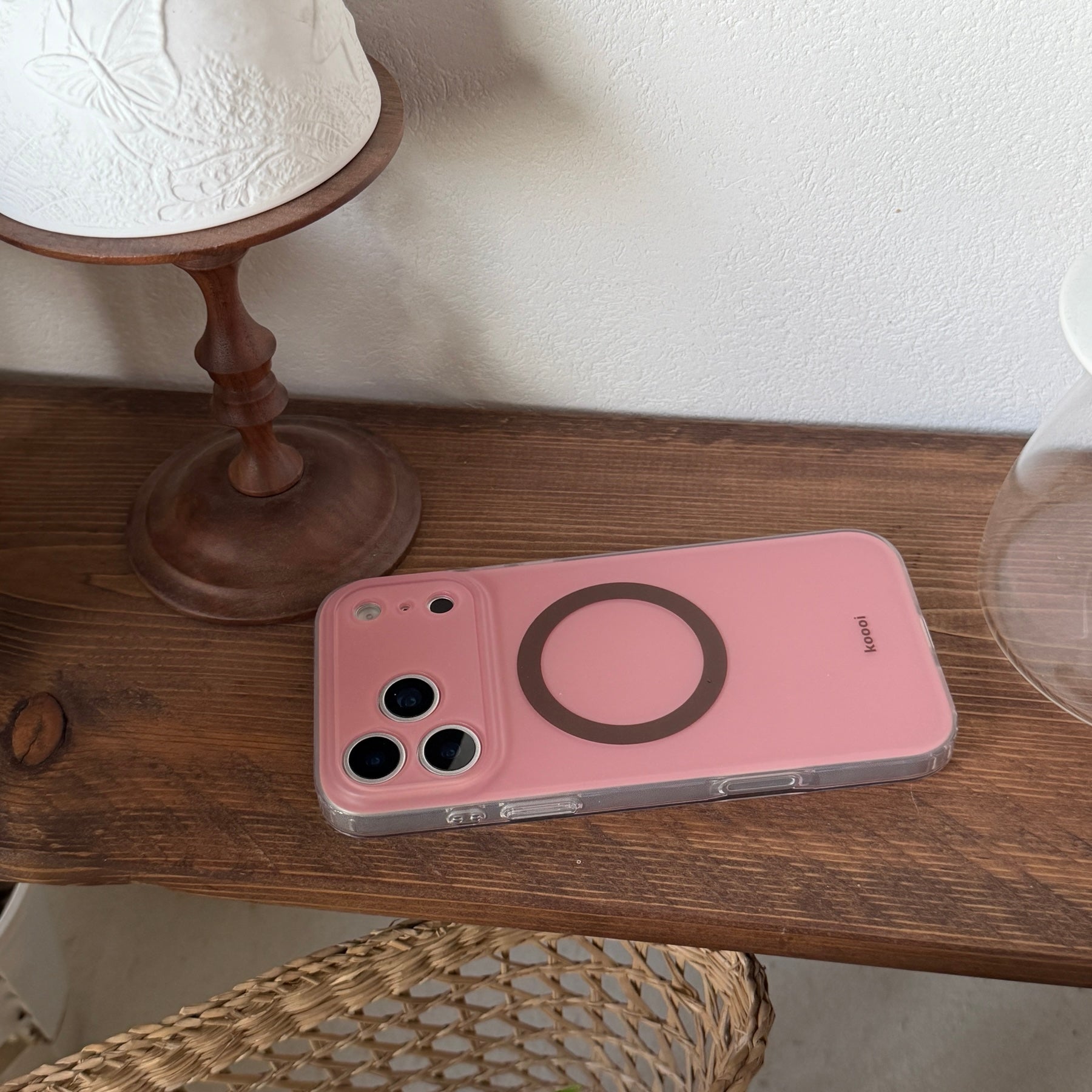 Magnetic double-layer frosted color-block solid color phone case