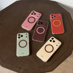 Magnetic double-layer frosted color-block solid color phone case