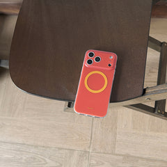 Magnetic double-layer frosted color-block solid color phone case