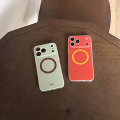 Magnetic double-layer frosted color-block solid color phone case