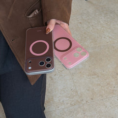 Magnetic double-layer frosted color-block solid color phone case