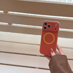 Magnetic double-layer frosted color-block solid color phone case