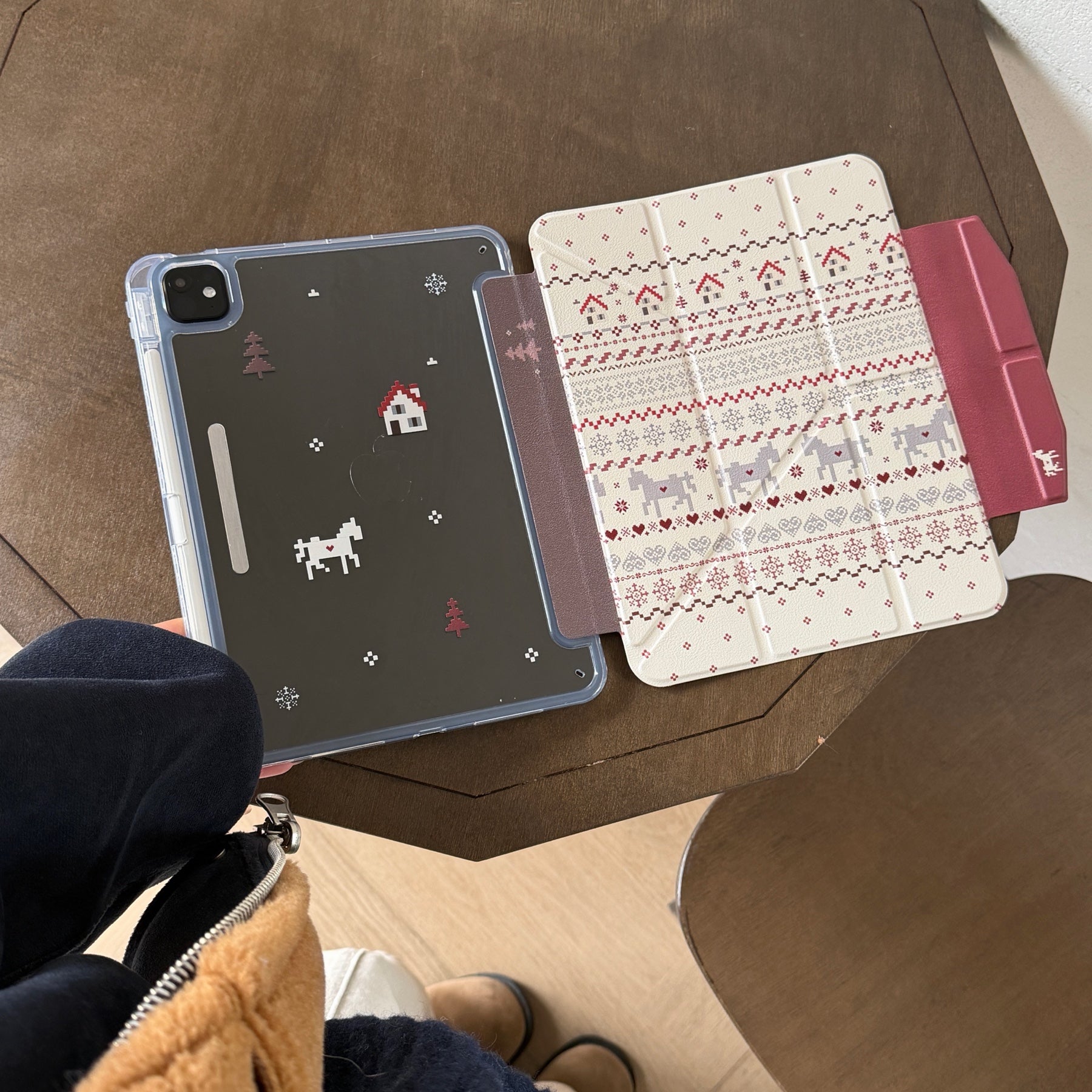 Red Fair Isle Pony iPad Protective Case