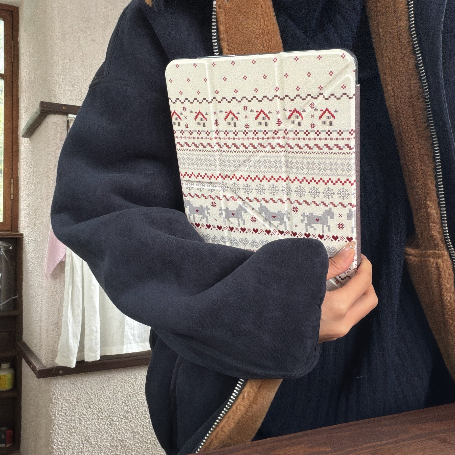 Red Fair Isle Pony iPad Protective Case