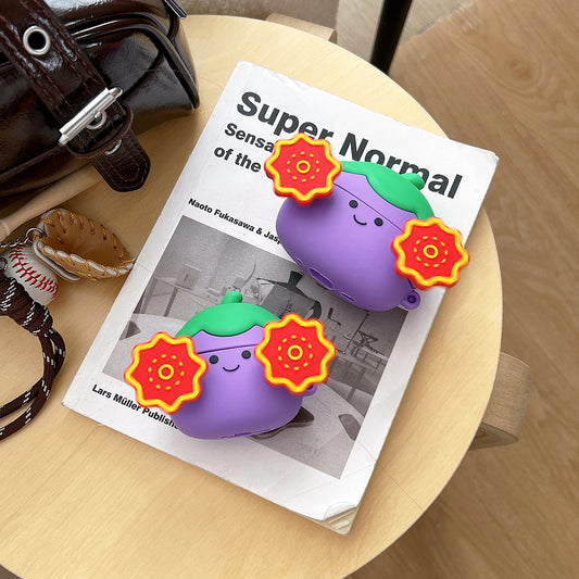 Purple eggplant AirPods earphone protective case