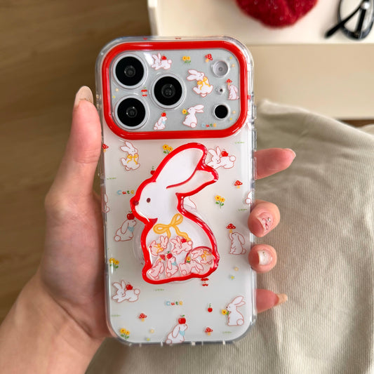 Woodland Bunny & Mushroom Case: 360° Protective Shockproof Series for iPhone 13-17 Series | Hand-Drawn Nature Inspired Design