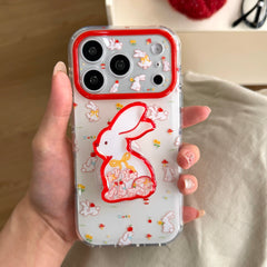 Woodland Bunny & Mushroom Case: 360° Protective Shockproof Series for iPhone 13-17 Series | Hand-Drawn Nature Inspired Design