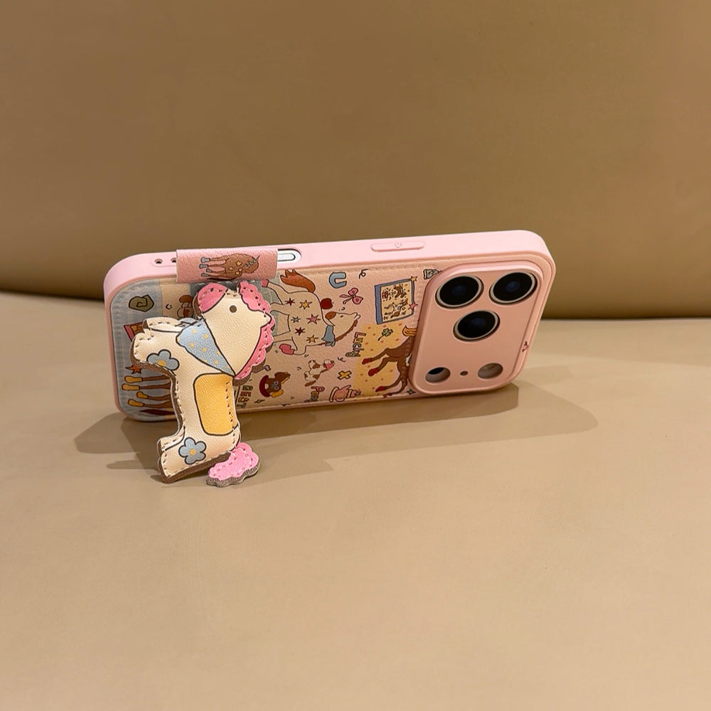 Pink Pony Phone Case with Stand for iPhone 13-17 Pro Max