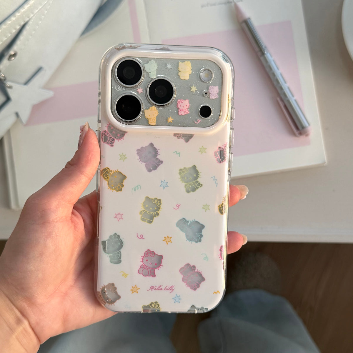 Aesthetic Rainbow Kitty Case: 360° Protective Shockproof Series with Phone Charm Chain for iPhone 13-17 Series