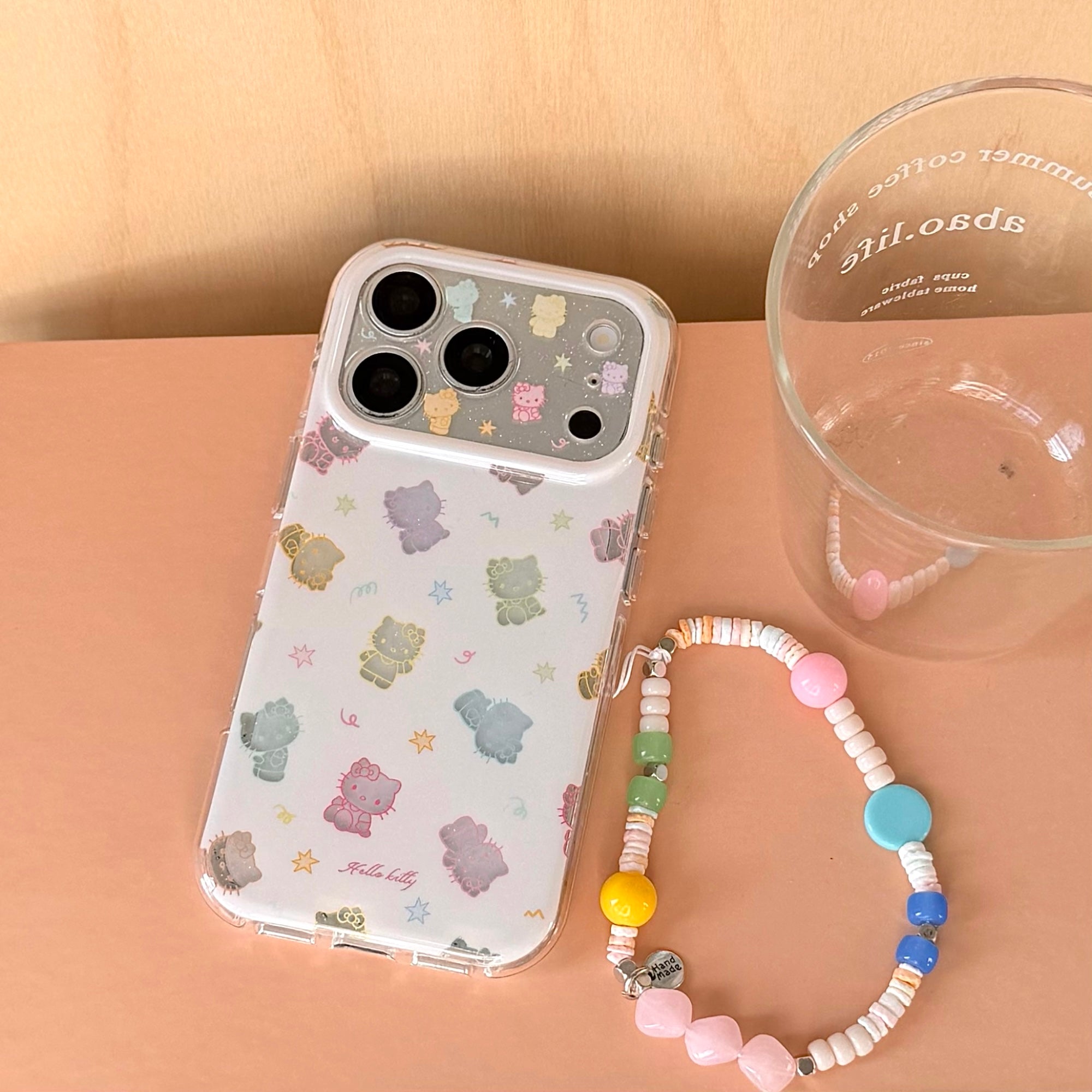 Aesthetic Rainbow Kitty Case: 360° Protective Shockproof Series with Phone Charm Chain for iPhone 13-17 Series