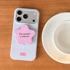 Aesthetic Striped Kitty Case: 360° Protective Shockproof Series with Matching Grip Stand for iPhone 13-17 Series