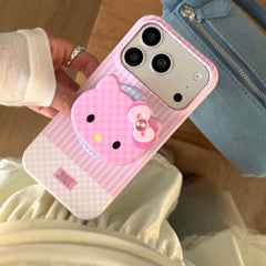 Aesthetic Striped Kitty Case: 360° Protective Shockproof Series with Matching Grip Stand for iPhone 13-17 Series