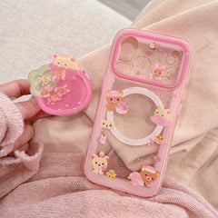 Kawaii Rilakkuma MagSafe 2-in-1 Case | Strawberry Shaker Charm & Bumper Protection for iPhone 17 16 15 14 13 Pro Max