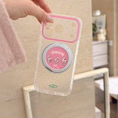 "Spin & Stand" Polka Dot Rabbit Case - 360 Degree Swivel Ring Holder for iPhone 17/16/15 Pro Max | Chic Functional Tech Accessory