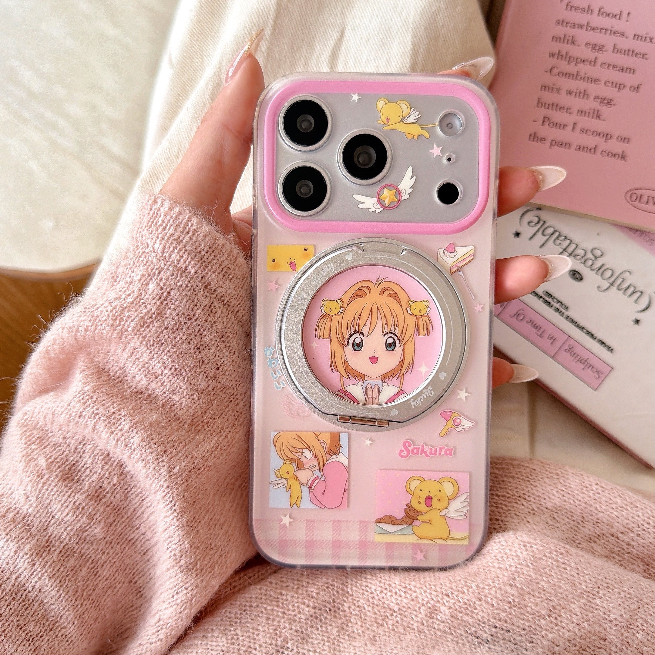 Magical Girl Rotating Stand Case: 360° Protection & Versatile Viewing for iPhone 13-17 Series | Iconic Anime Aesthetic Design