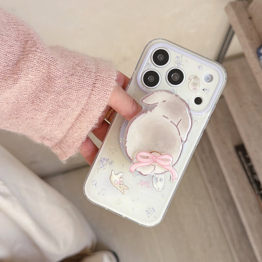 Aesthetic Lilac Bunny Case: 360° Protective Shockproof Series for iPhone 13-17 Series | Dreamy Pastel Rabbit Design