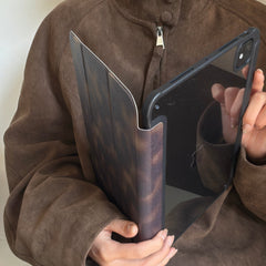 Amber brown gradient tri-fold black-edged iPad case