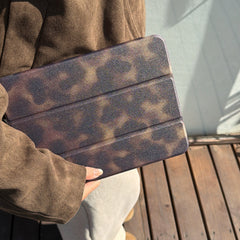 Amber brown gradient tri-fold black-edged iPad case