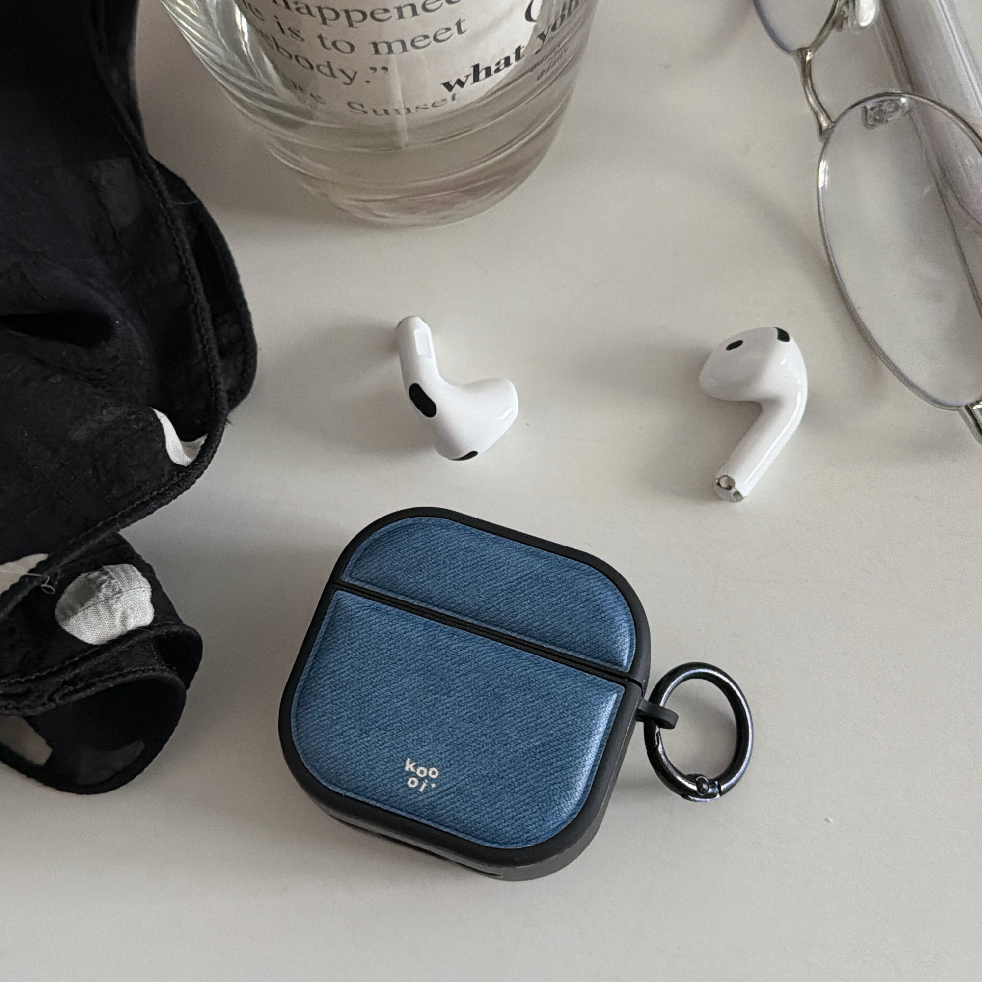 Denim Blue Magnetic Leather AirPods Case