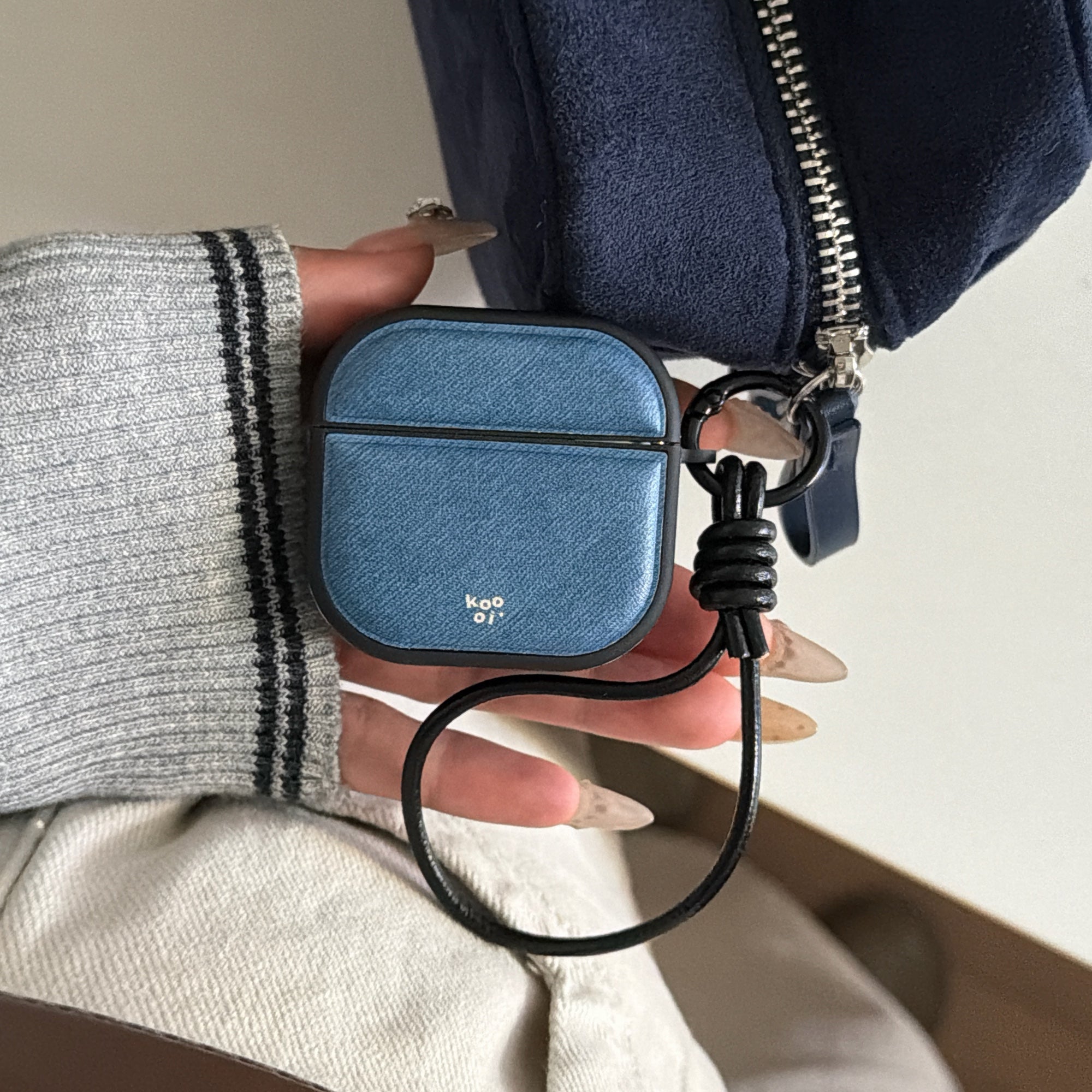Denim Blue Magnetic Leather AirPods Case