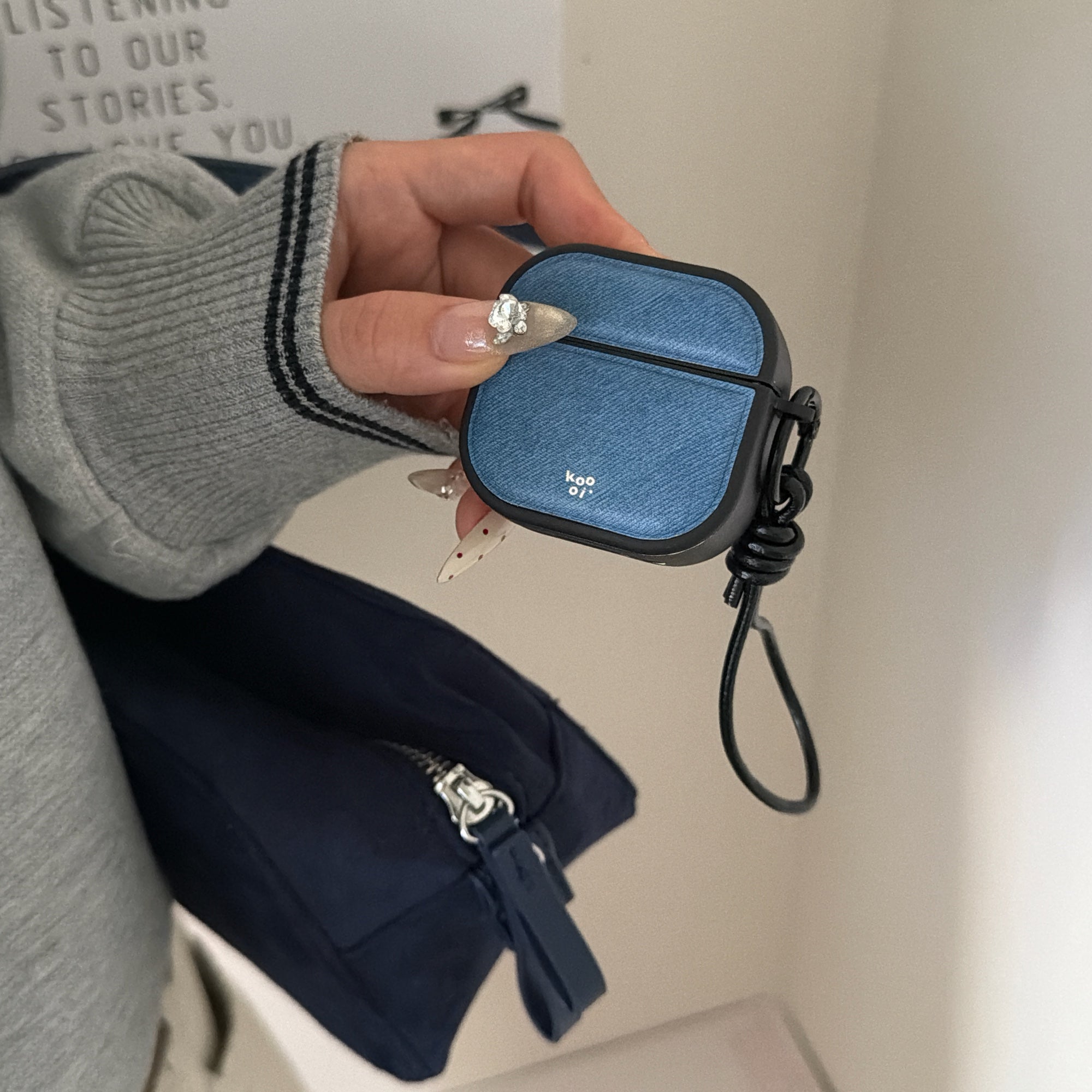 Denim Blue Magnetic Leather AirPods Case