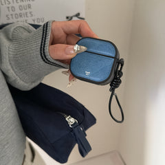 Denim Blue Magnetic Leather AirPods Case