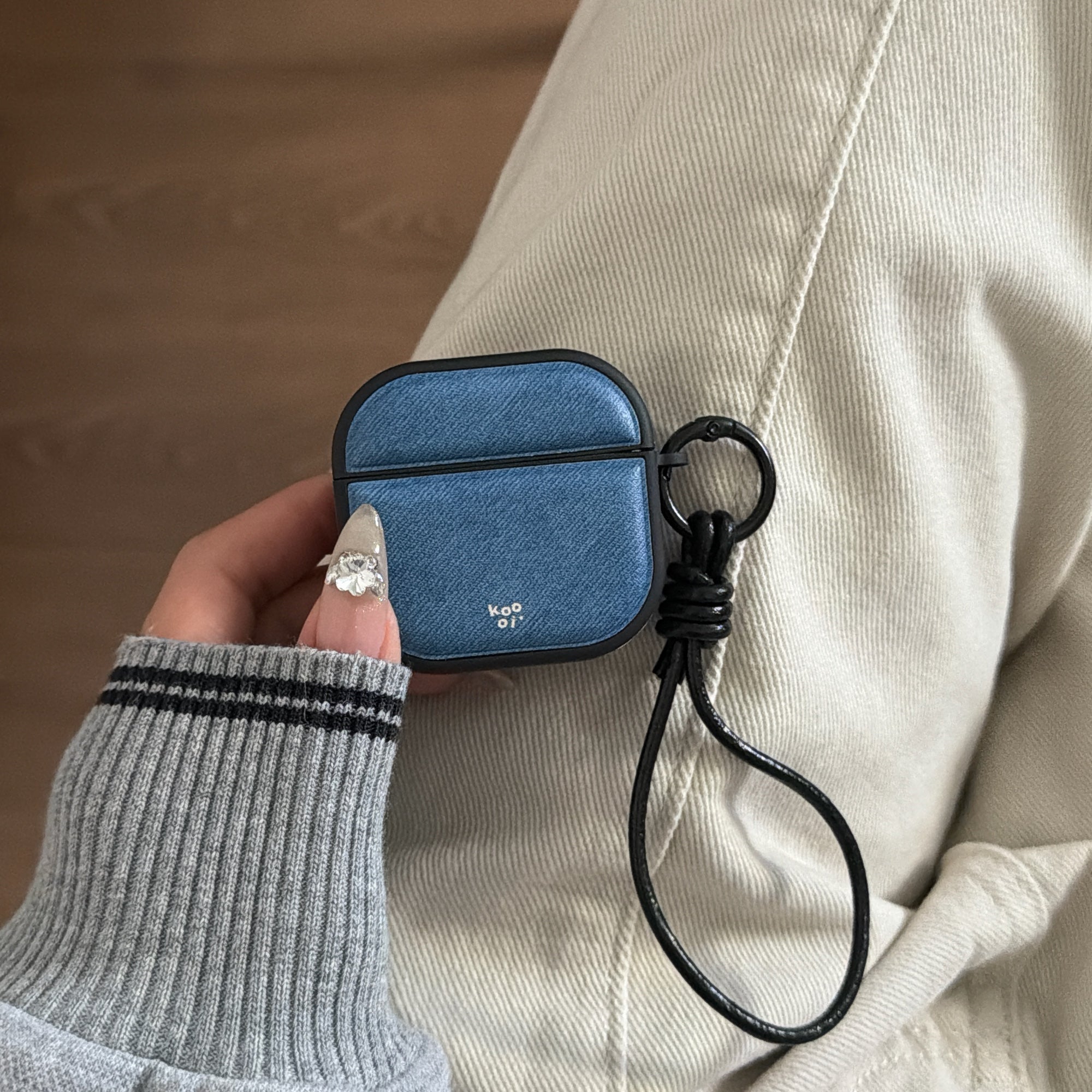 Denim Blue Magnetic Leather AirPods Case