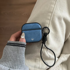 Denim Blue Magnetic Leather AirPods Case