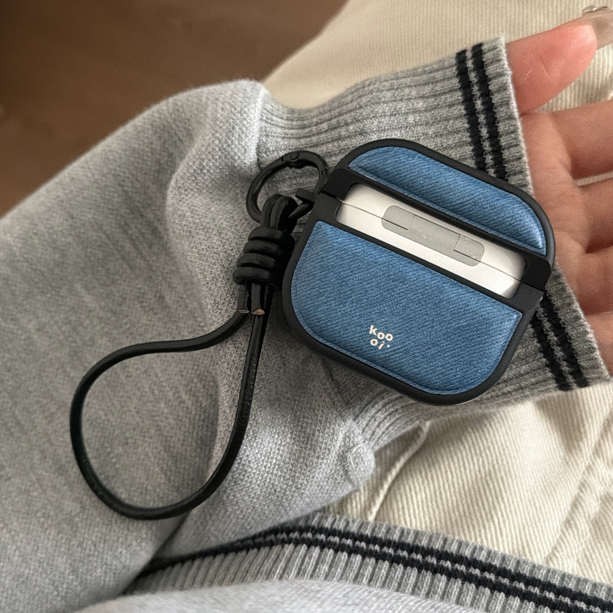 Denim Blue Magnetic Leather AirPods Case