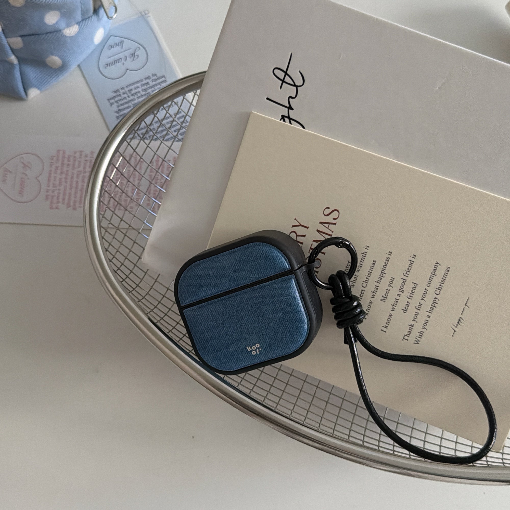 Denim Blue Magnetic Leather AirPods Case