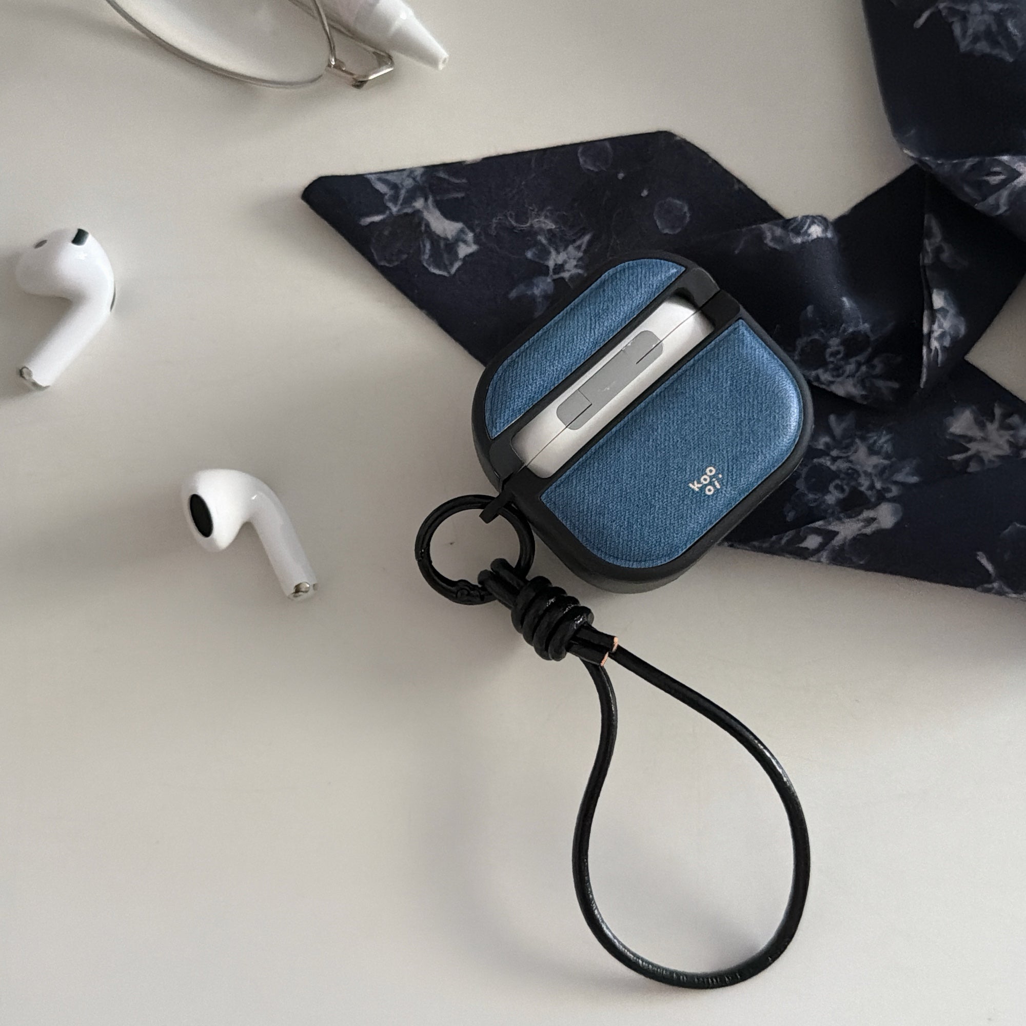 Denim Blue Magnetic Leather AirPods Case
